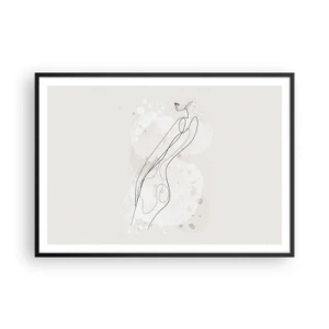 Poster in einem schwarzem Rahmen - Eine subtile Silhouettenskizze im minimalistischen Stil - 100x70cm - Der Blick schweift - Moderne Wanddekoration für Wohnzimmer und Schlafzimmer ARTTOR