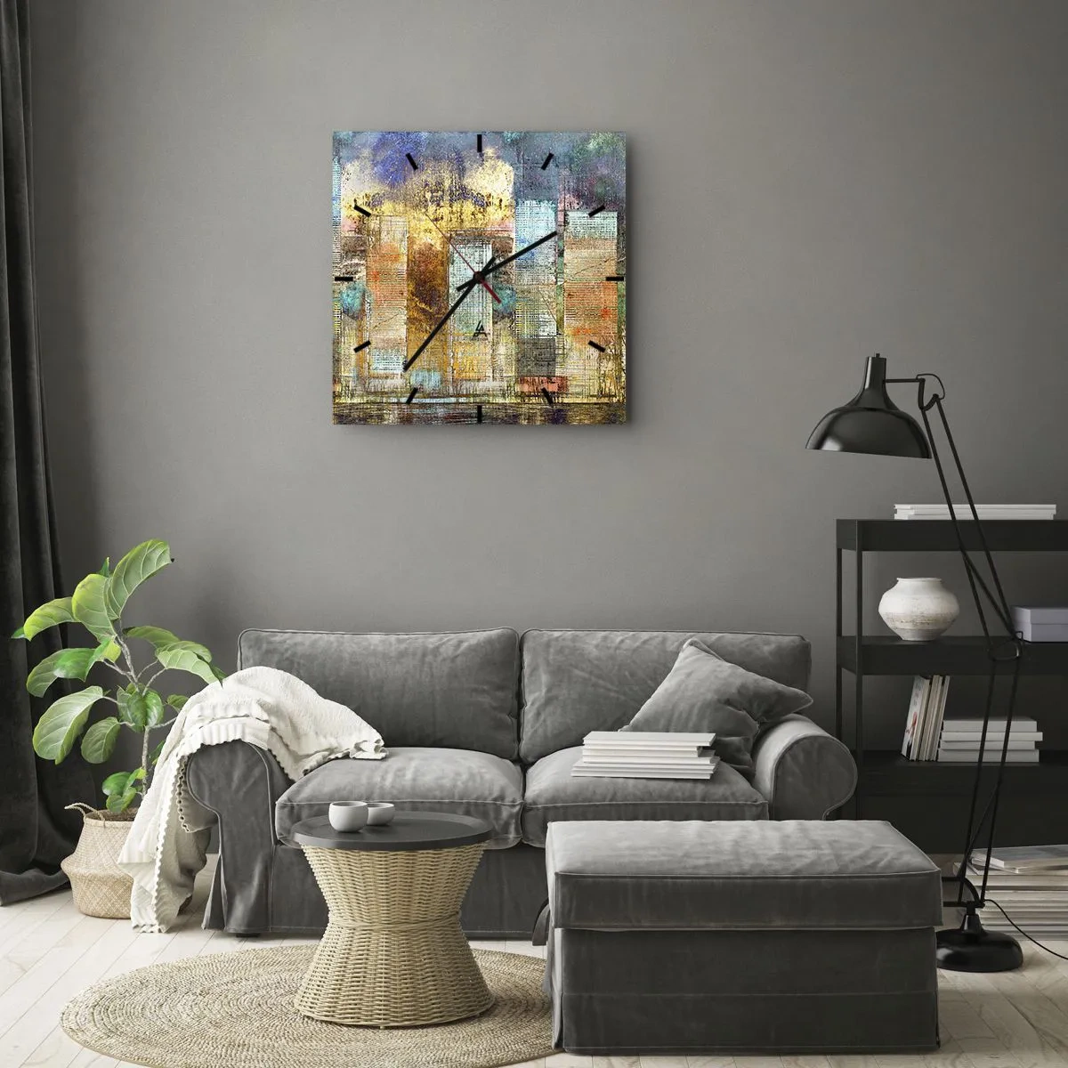 Wanduhr - Glasuhr - Sonnige Metropole - 40x40 cm