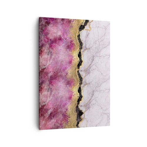 Bild auf Leinwand - Leinwandbild - Abstrakter Marmor in Rosatönen mit goldenen Akzenten - 50x70cm - An der Grenze - Moderne Wanddekoration für Wohnzimmer und Schlafzimmer ARTTOR