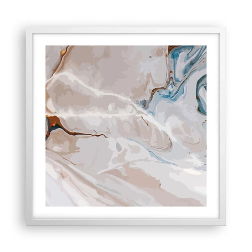 Poster in einem weißen Rahmen - Blau schlängelt sich unter dem Weiß - 50x50 cm