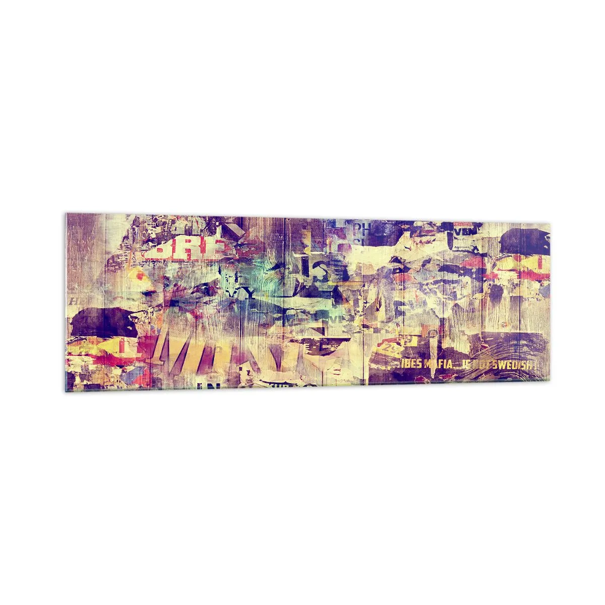 Glasbild - Bild auf glas - Bunte abstrakte Collage mit Text und Grafiken - 160x50cm - Und das ist alles, was es geben wird - Moderne Wanddekoration für Wohnzimmer und Schlafzimmer ARTTOR