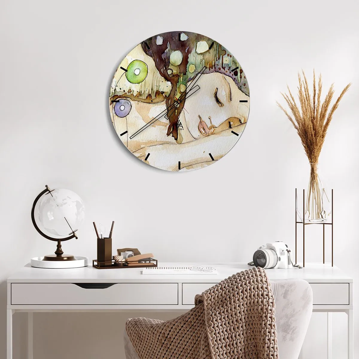 Wanduhr - Glasuhr - Ein smaragd-violetter Traum - 40x40 cm