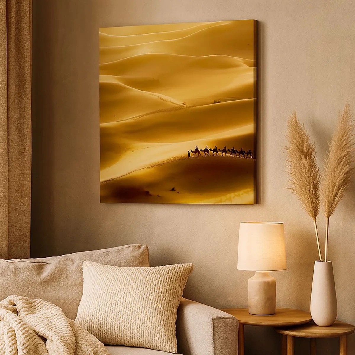 Bild auf Leinwand - Leinwandbild - Wohnwagen in den Wüstenwellen - 30x30 cm