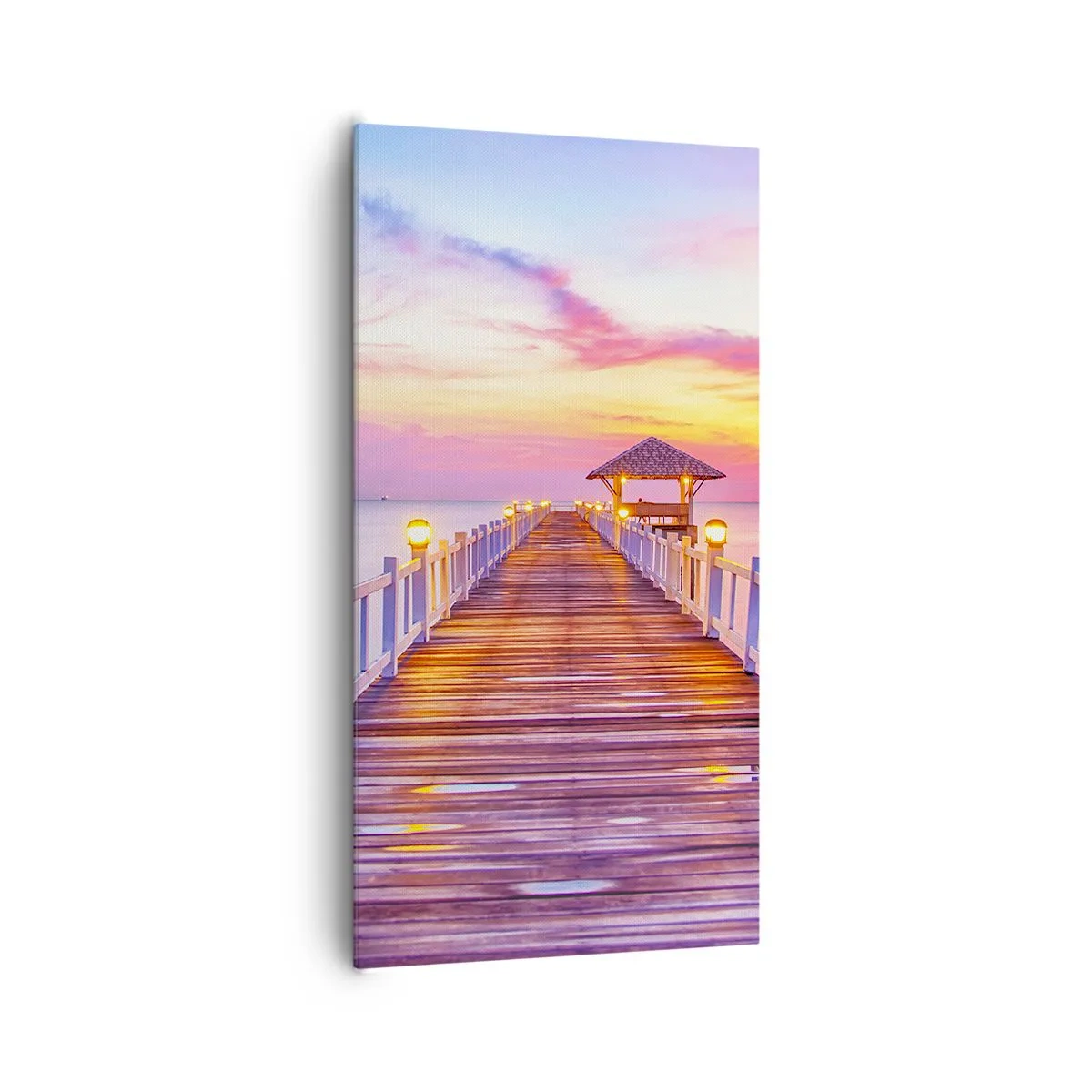 Bild auf Leinwand - Leinwandbild - Die lila-goldene Stille des Abends - 65x120 cm