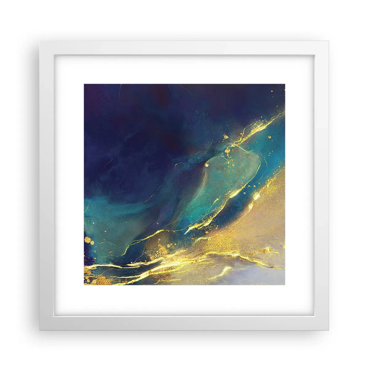 Poster in einem weißen Rahmen - Der goldene Teich - 30x30 cm