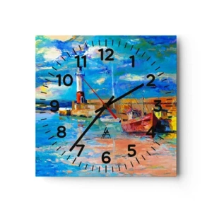 Wanduhr - Glasuhr - Ein Nachmittag in der Regenbogenbucht - 30x30 cm
