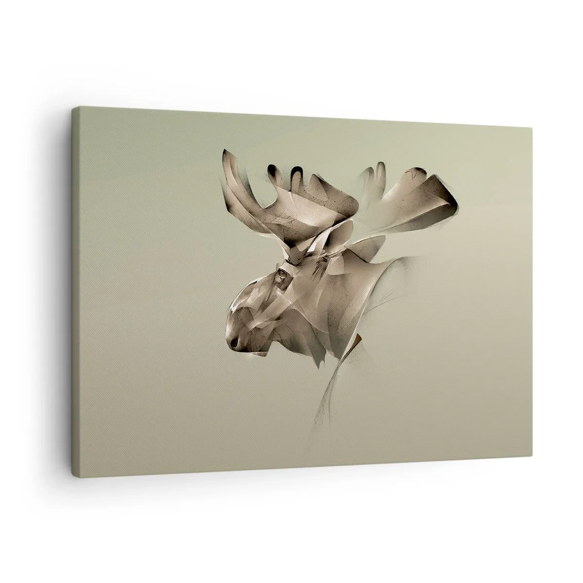 Bild auf Leinwand - Leinwandbild - Ein abstraktes Bild eines Elches auf einem minimalistischen Hintergrund - 70x50cm - Die sanfte Kraft des Friedens - Moderne Wanddekoration für Wohnzimmer und Schlafzimmer ARTTOR