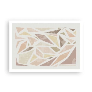 Poster - Abstrakte geometrische Formen in Pastellfarben - 100x70cm - Buntglas-Komposition - Moderne Wanddekoration für Wohnzimmer und Schlafzimmer ARTTOR