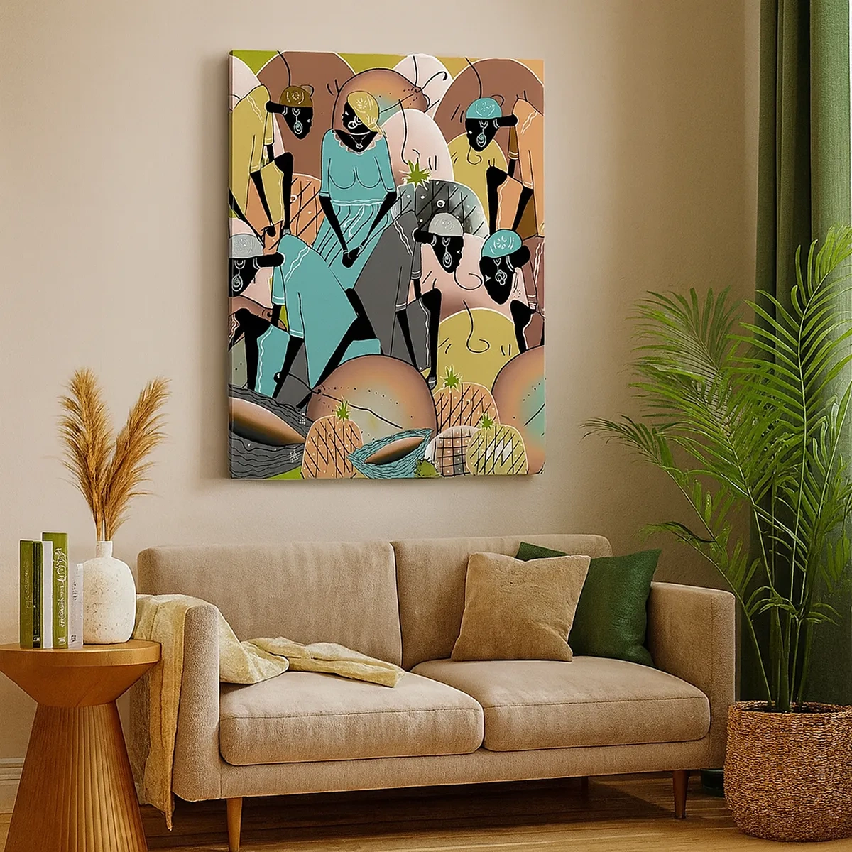 Bild auf Leinwand - Leinwandbild - Eine farbenfrohe abstrakte Komposition, inspiriert von der afrikanischen Kultur - 50x70cm - Ein toller Urlaub steht bevor - Moderne Wanddekoration für Wohnzimmer und Schlafzimmer ARTTOR