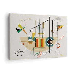 Bild auf Leinwand - Leinwandbild - Bunte Abstraktion mit geometrischen Formen - 70x50cm - Und die Welt lacht - Moderne Wanddekoration für Wohnzimmer und Schlafzimmer ARTTOR