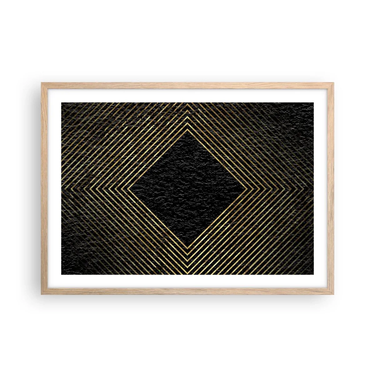 Poster in einem Rahmen aus heller Eiche - Geometrie im glamourösen Stil - 70x50 cm
