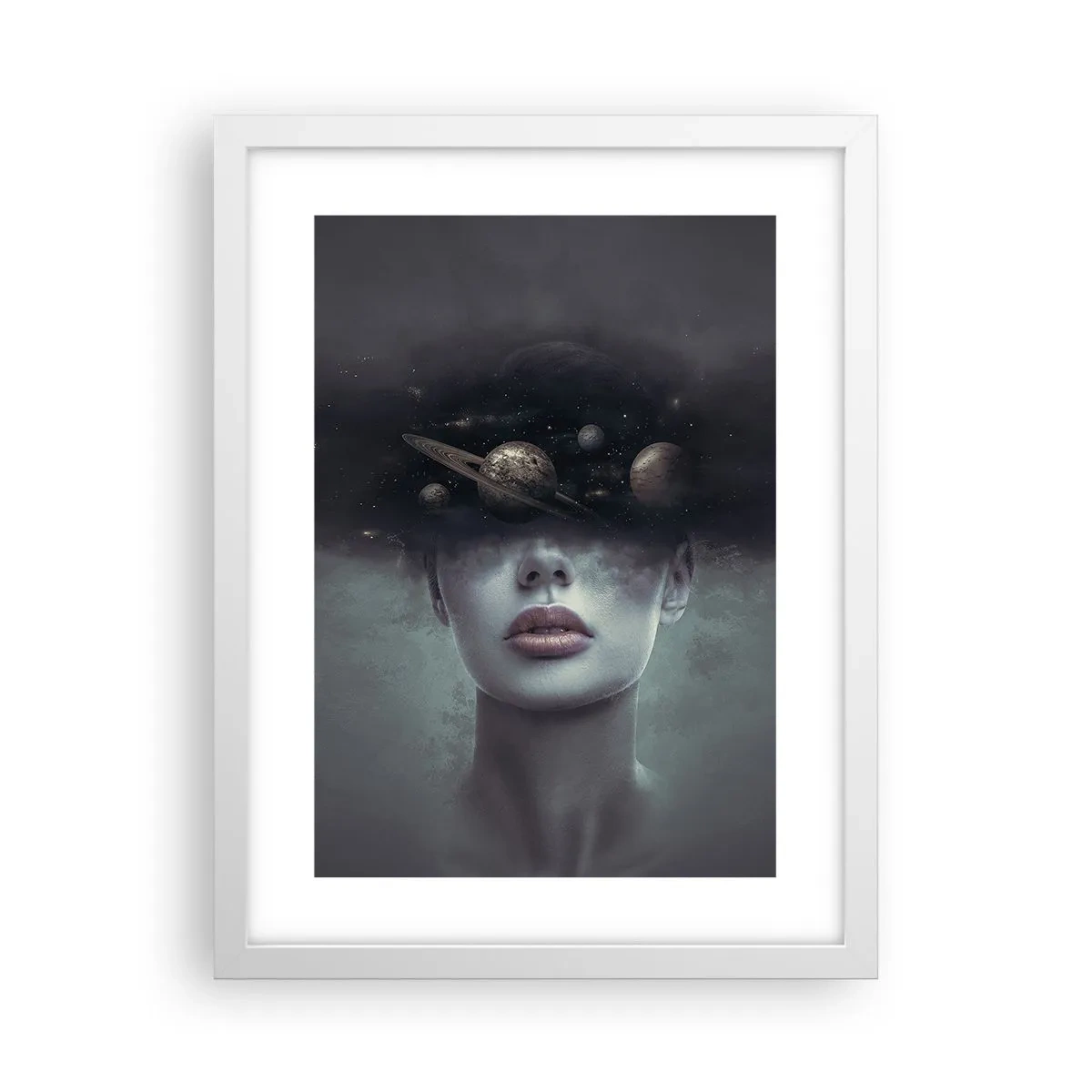 Poster in einem weißen Rahmen - Und die Planeten spielen verrückt ... - 30x40 cm
