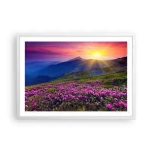 Poster in einem weißen Rahmen - … Und drumherum duftet es nach Latschenkiefer und dem Duft von Kräutern - 70x50 cm