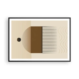 Poster in einem schwarzem Rahmen - Abstrakte geometrische Komposition in Beige- und Brauntönen - 100x70cm - Verschiedene Staaten - Moderne Wanddekoration für Wohnzimmer und Schlafzimmer ARTTOR