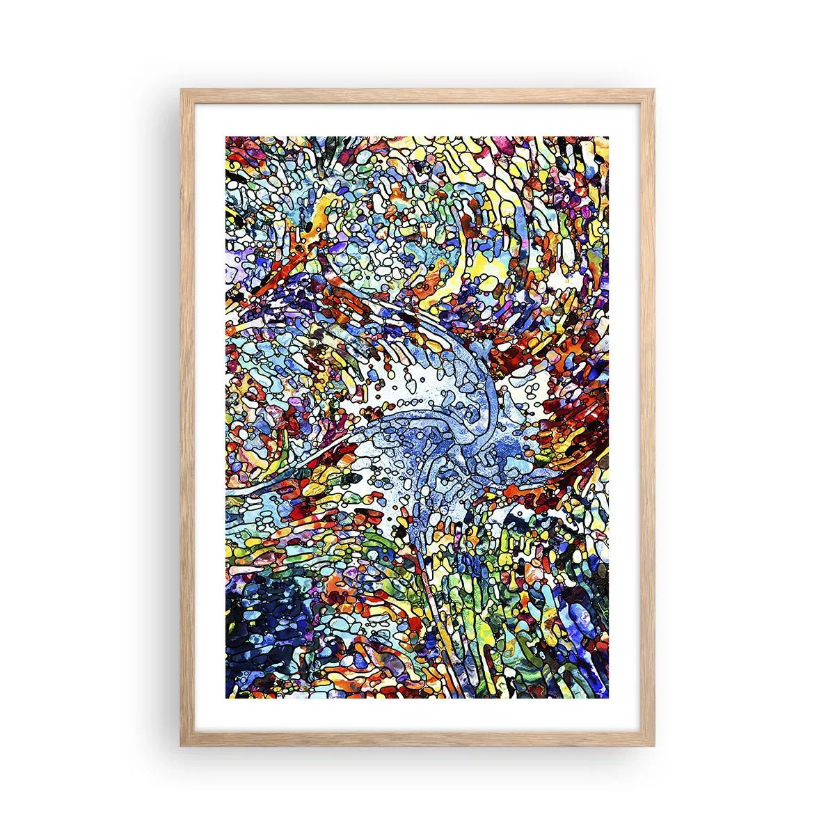 Poster in einem Rahmen aus heller Eiche - Glasmalerei Wassertropfen - 50x70 cm