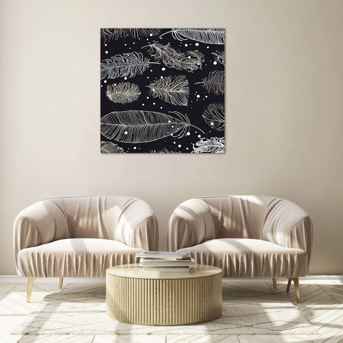 Glasbild - Bild auf glas - Gefiederte Spitze - 50x50 cm