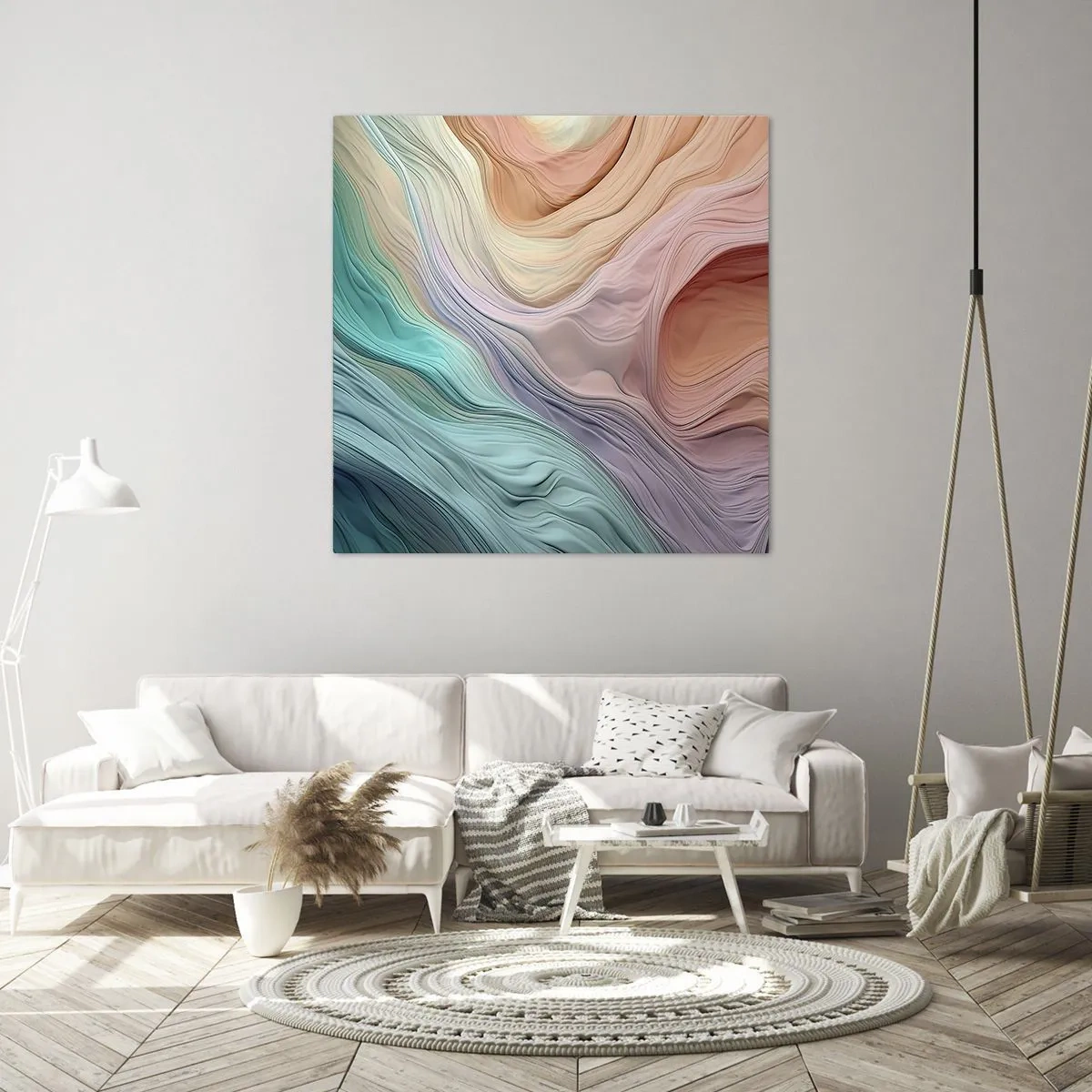Bild auf Leinwand - Leinwandbild - Regenbogenwelle - 70x70 cm