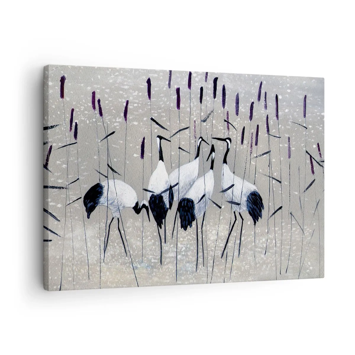 Bild auf Leinwand - Leinwandbild - Reiher im Gras vor einem friedlichen Hintergrund - 70x50cm - Unter ihren eigenen - Moderne Wanddekoration für Wohnzimmer und Schlafzimmer ARTTOR
