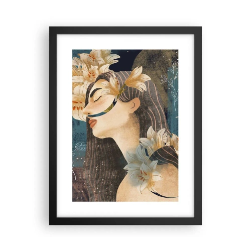 Poster in einem schwarzem Rahmen - Ein Märchen über eine Prinzessin mit Lilien - 30x40 cm