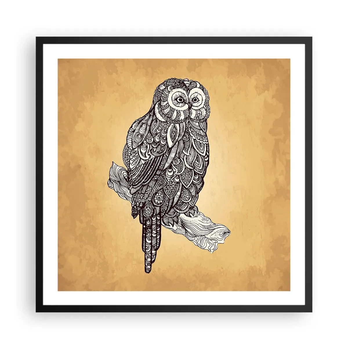 Poster in einem schwarzem Rahmen - Kunstvolle Ornamente der Weisheit - 60x60 cm