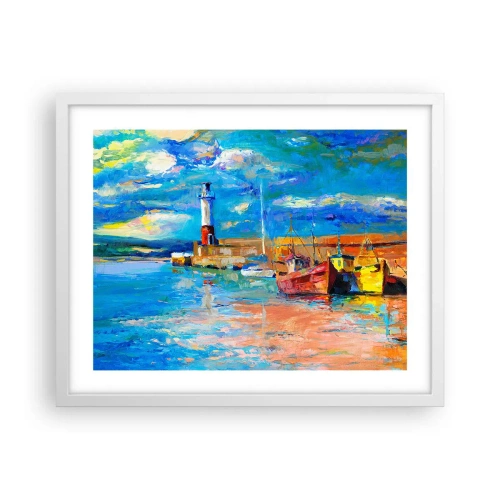 Poster in einem weißen Rahmen - Ein Nachmittag in der Regenbogenbucht - 50x40 cm