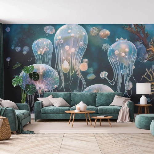 Fototapete Premium Canvas - Unterwasserball - Qualle, Tiere, Tiefe - 250x175 cm