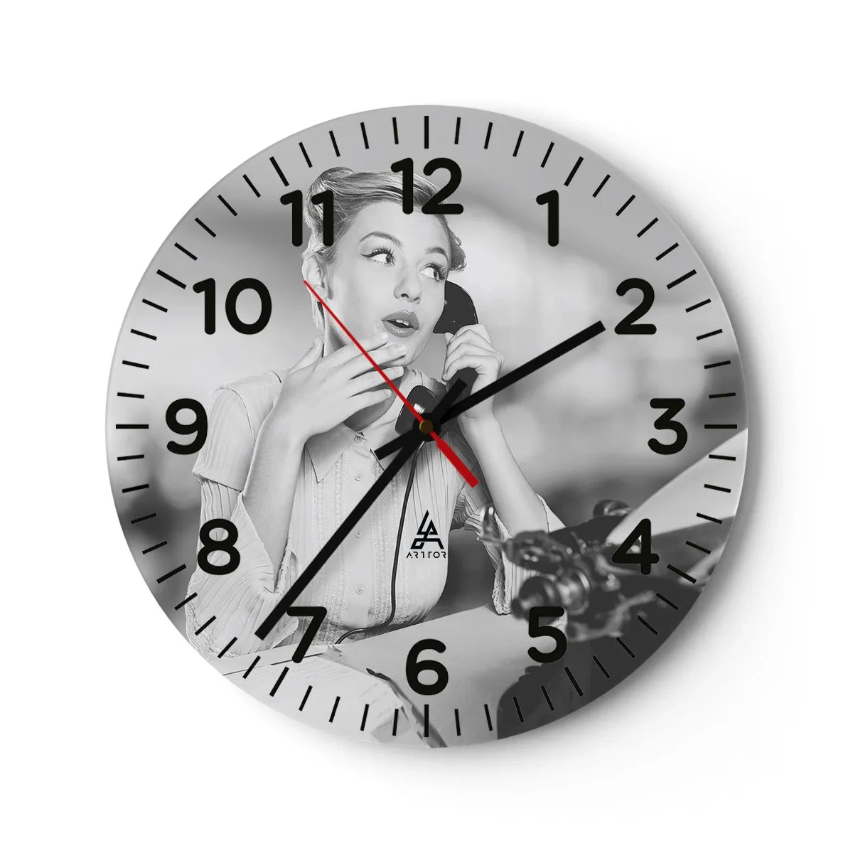 Wanduhr - Glasuhr - Hallo, wir sind in den 1950er Jahren. - 30x30 cm