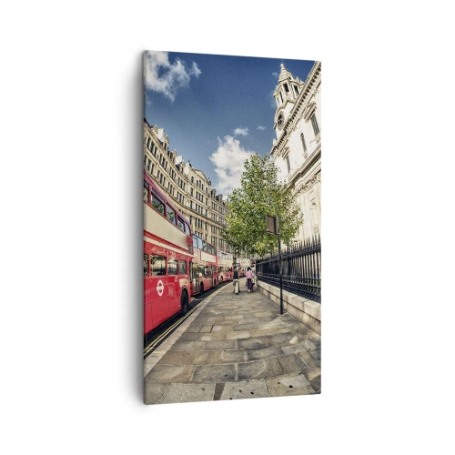 Bild auf Leinwand - Leinwandbild - Londoner Straße in Grau und Rot - 45x80 cm