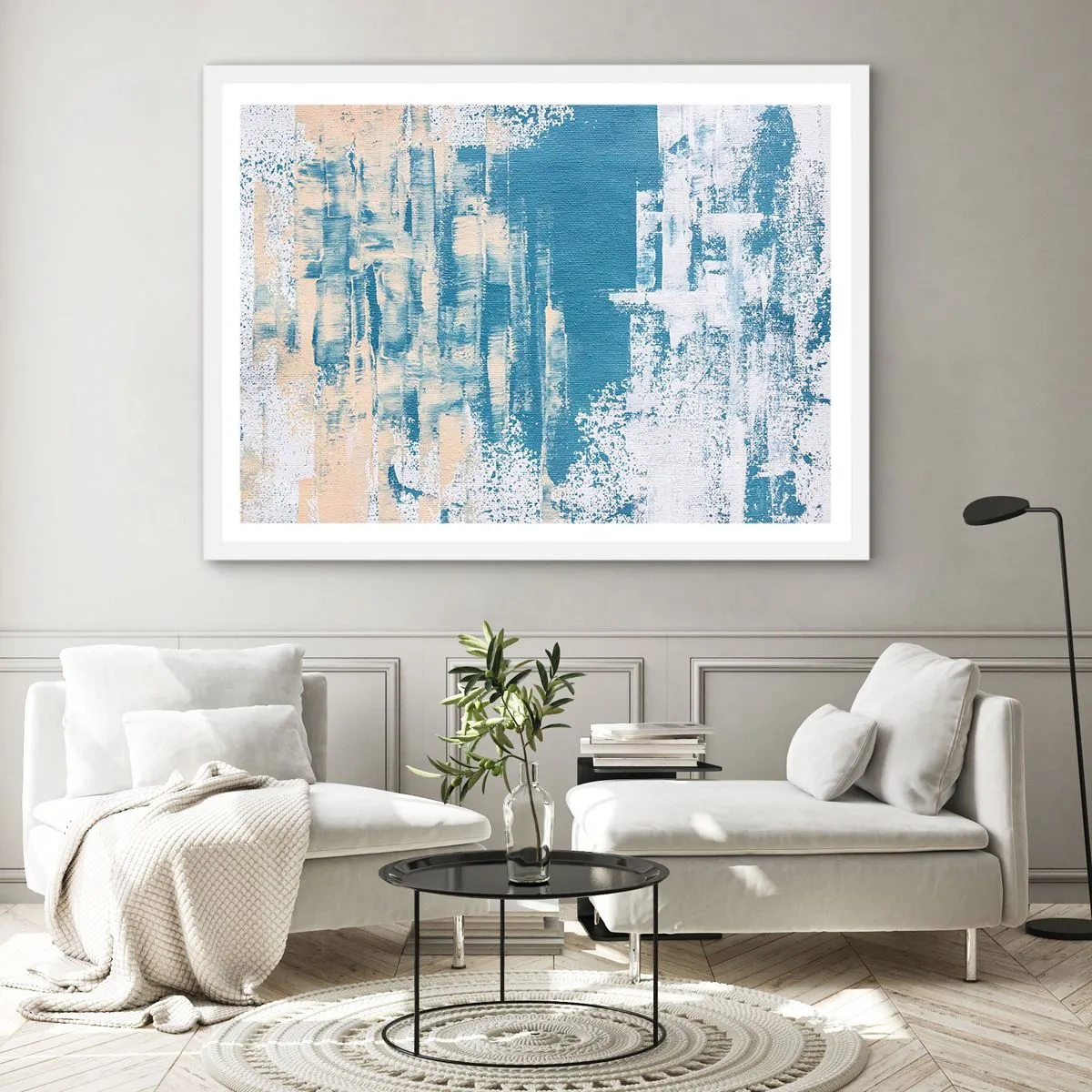 Poster in einem weißen Rahmen - Durch einen Eiszapfen - 40x30 cm