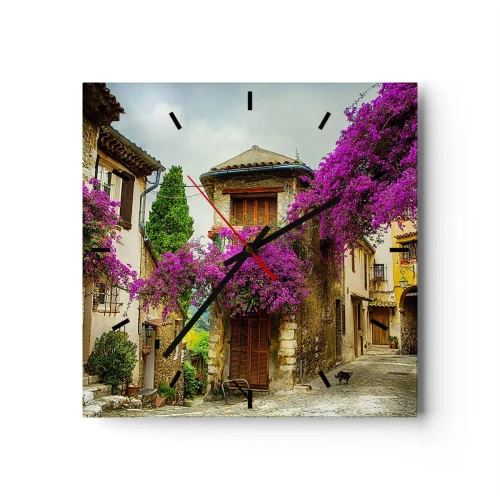 Wanduhr - Glasuhr - Unter einem Blumendach - 40x40 cm