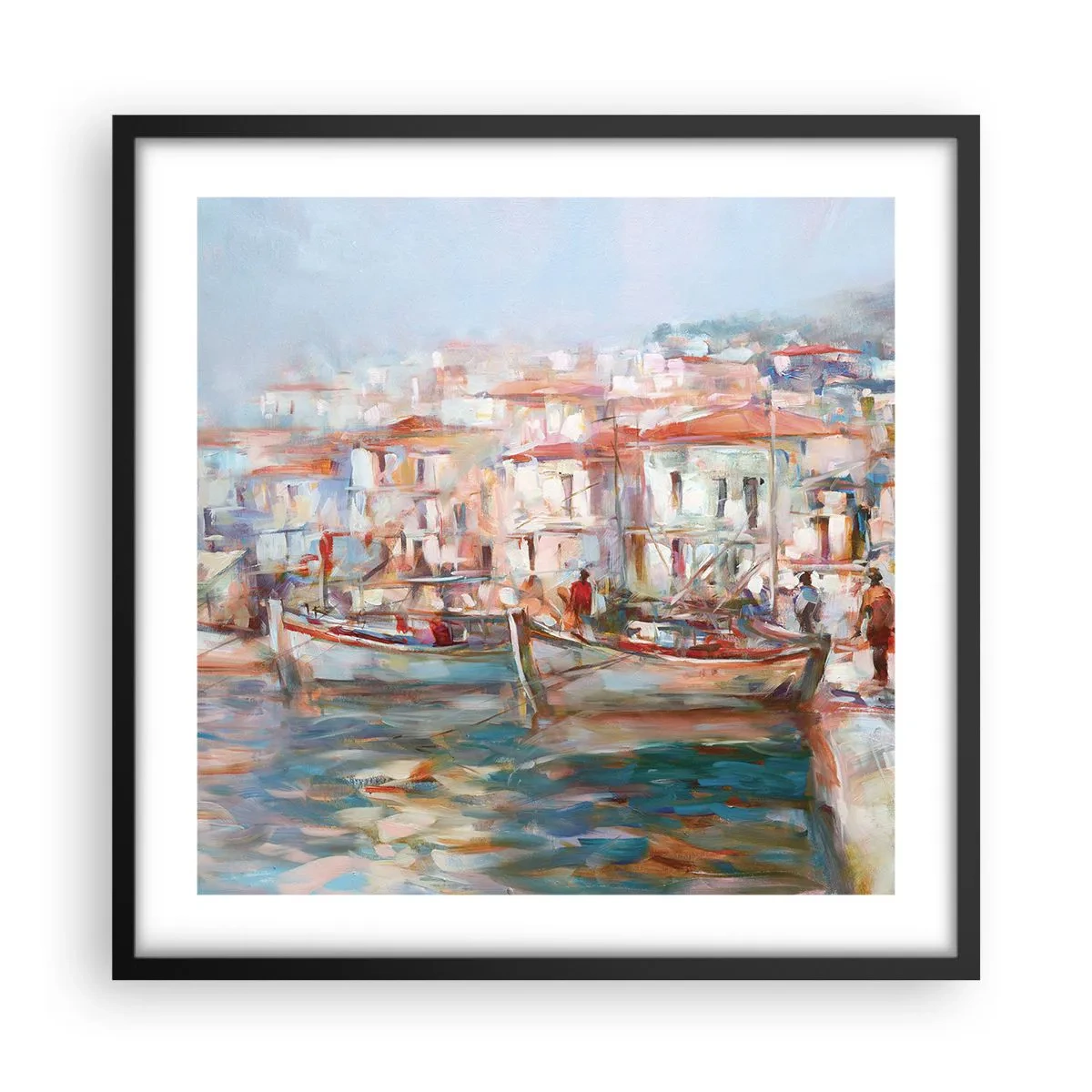 Poster in einem schwarzem Rahmen - Pastell-Sommerferien - 50x50 cm