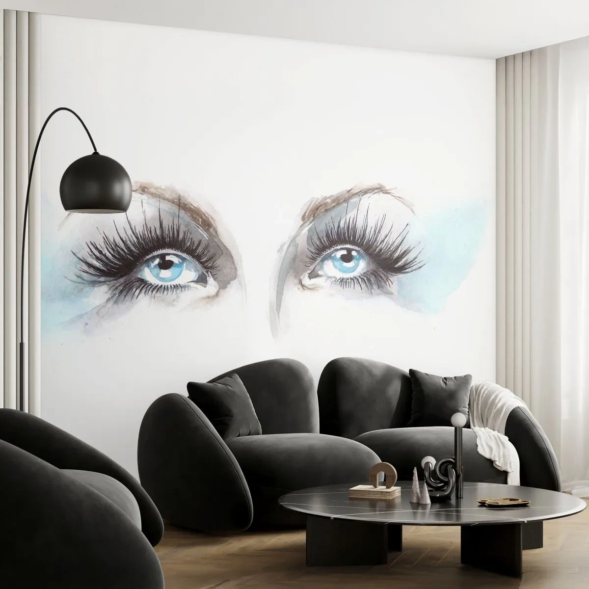 Selbstklebende Fototapete Deluxe Sticker - Engelsaugen? - Das Gesicht einer Frau, Weibliche Augen, Stück - 250x175 cm
