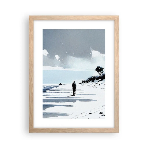 Poster in einem Rahmen aus heller Eiche - Allein sein - 30x40 cm