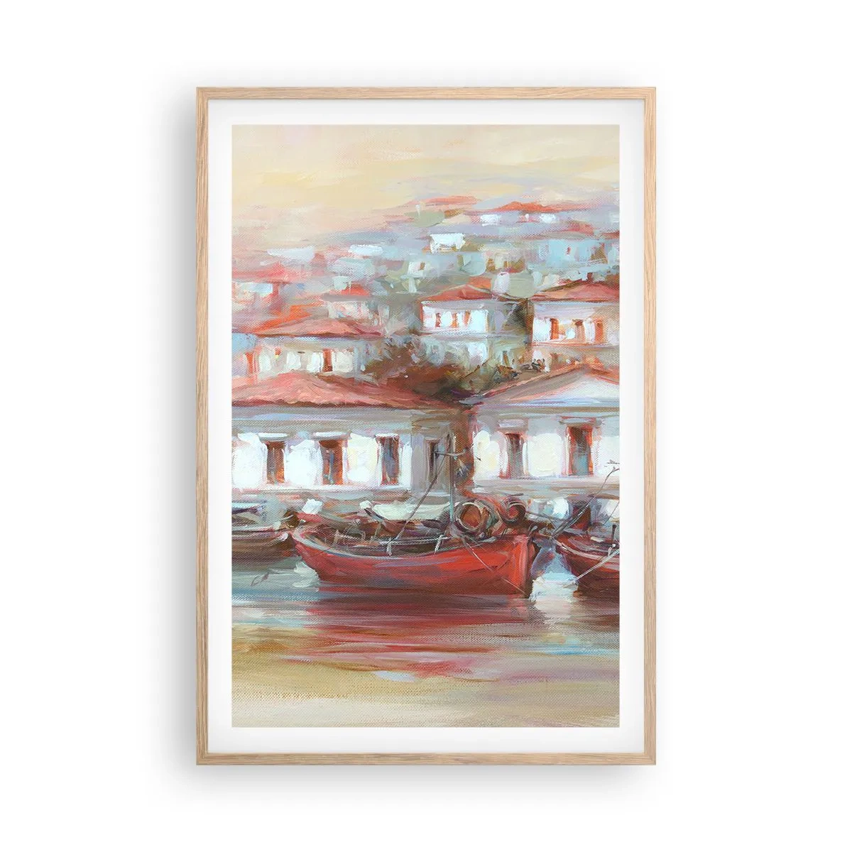 Poster in einem Rahmen aus heller Eiche - Glückliche Stadt - 61x91 cm