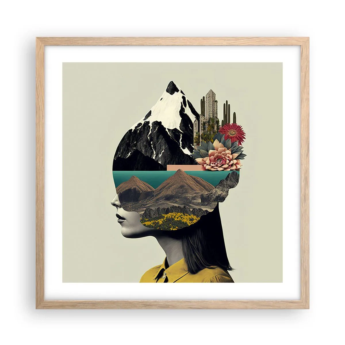 Poster in einem Rahmen aus heller Eiche - Frau – bleibt immer ein Geheimnis - 50x50 cm