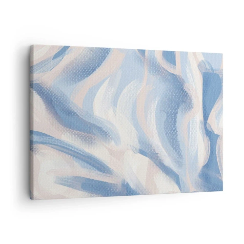 Bild auf Leinwand - Leinwandbild - Abstrakte Pinselstriche in Blau- und Beigetönen - 70x50cm - Blaue Wellen - Moderne Wanddekoration für Wohnzimmer und Schlafzimmer ARTTOR