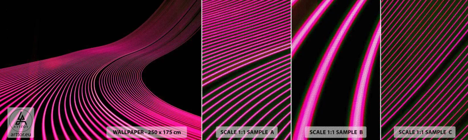 Fototapeten Muster Premium Canvas - Allee des Lichts - Linien, Modern, Neon - 100x30 cm