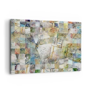 Bild auf Leinwand - Leinwandbild - Bunte Abstraktion mit geometrischen Formen und Linien - 120x80cm - Geometrische Mischung - Moderne Wanddekoration für Wohnzimmer und Schlafzimmer ARTTOR