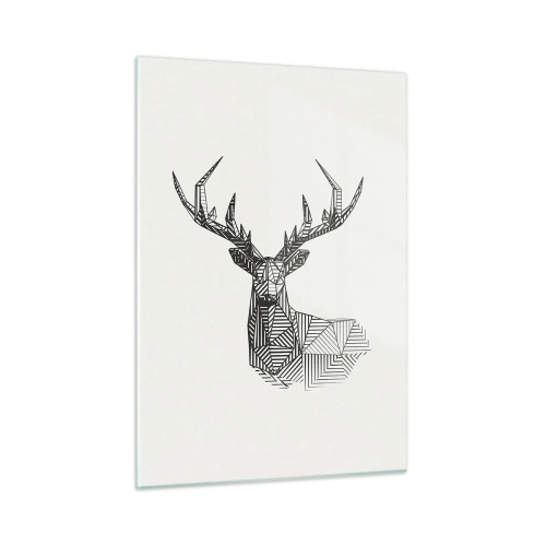 Glasbild - Bild auf glas - Kubistisches Reh aus geometrischen Formen auf weißem Hintergrund - 50x70cm - Ein Hirsch im kubistischen Stil - Moderne Wanddekoration für Wohnzimmer und Schlafzimmer ARTTOR