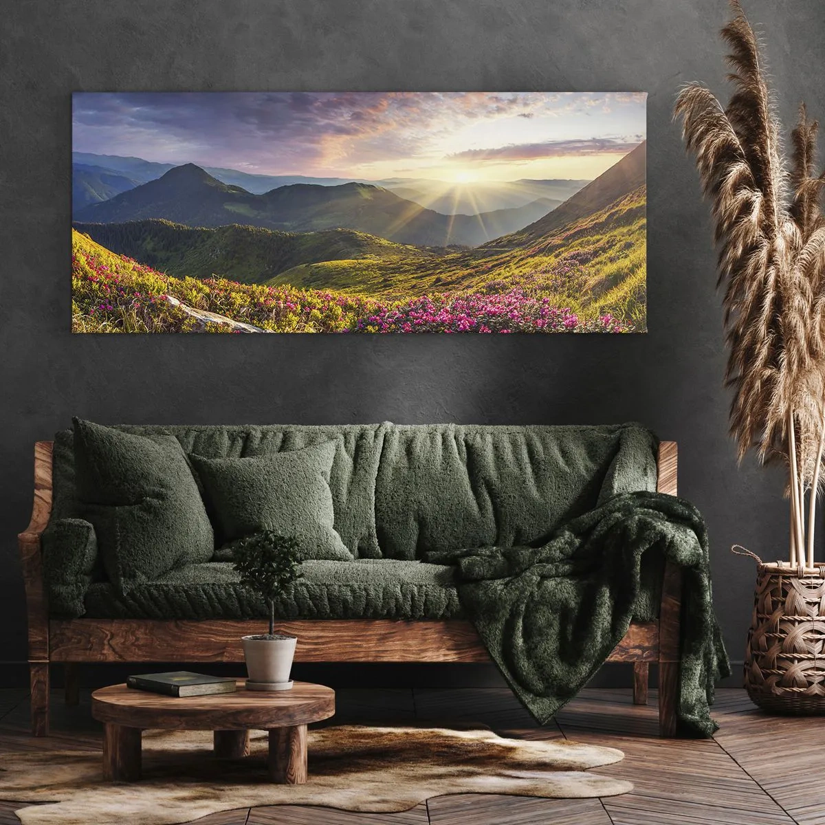 Bild auf Leinwand - Leinwandbild - Frische am Bergmorgen - 90x30 cm