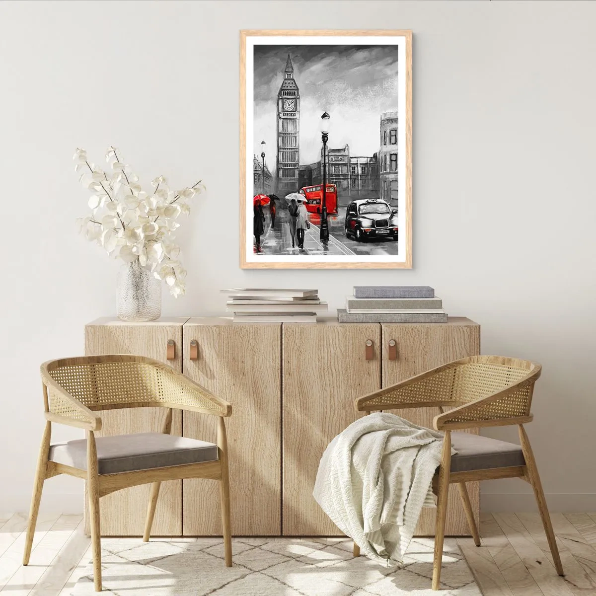 Poster in einem Rahmen aus heller Eiche - Gar keine graue Stadt - 70x100 cm