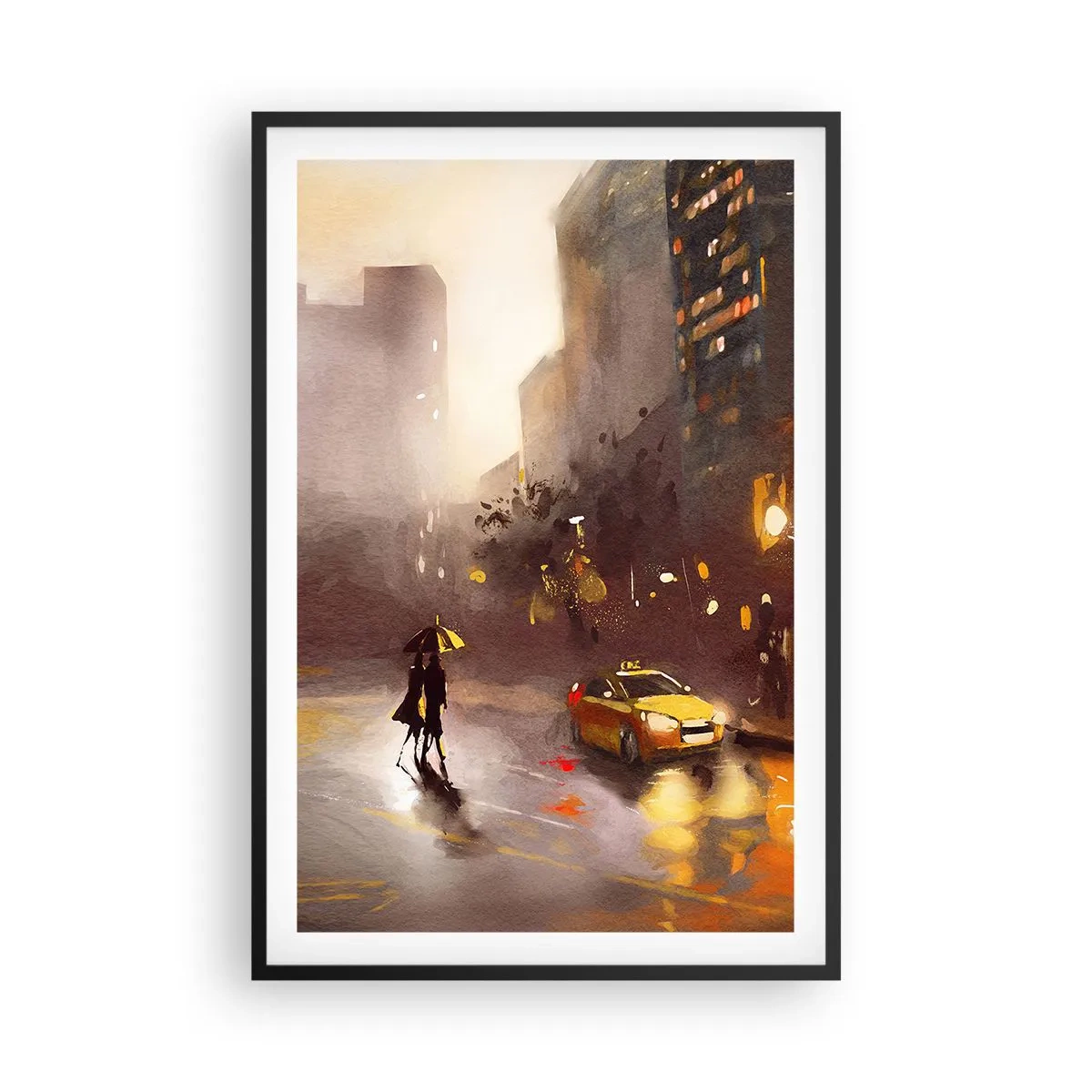 Poster in einem schwarzem Rahmen - Im Licht von New York - 61x91 cm