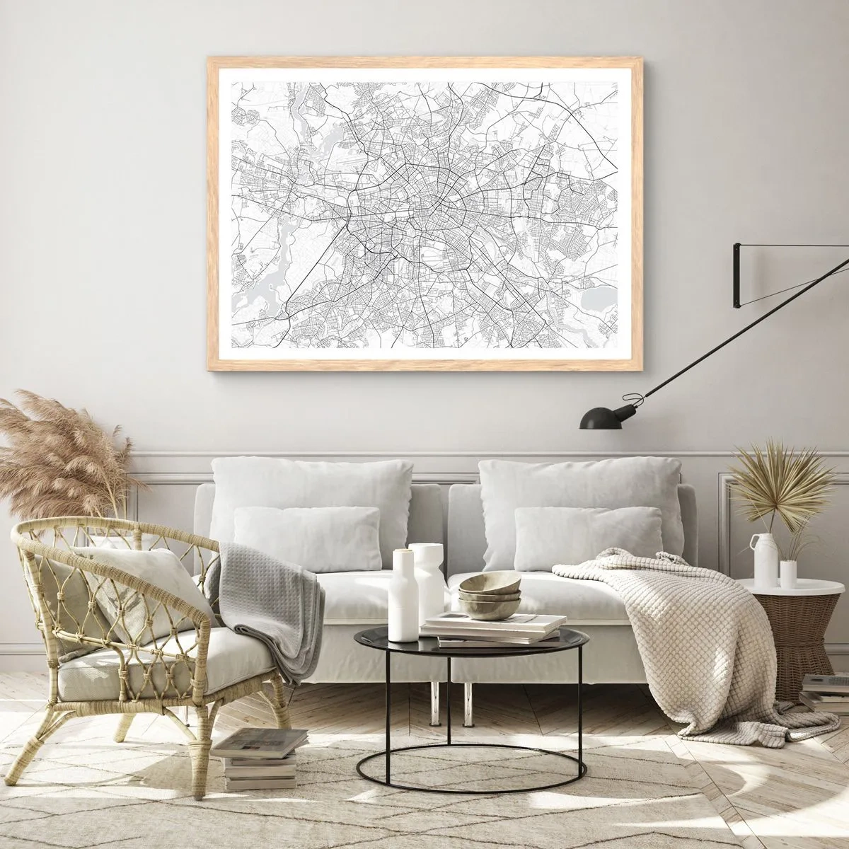 Poster in einem Rahmen aus heller Eiche - Berliner Blume - 70x50 cm