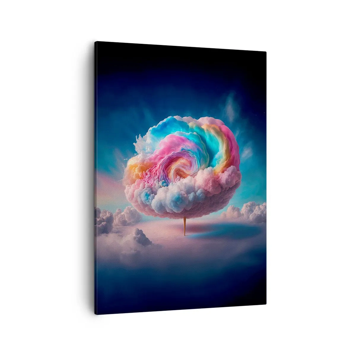 Bild auf Leinwand - Leinwandbild - Eine spiralförmige Wolke mit Pastellfarben am Himmel - 50x70cm - Traum von einem Vergnügungspark - Moderne Wanddekoration für Wohnzimmer und Schlafzimmer ARTTOR