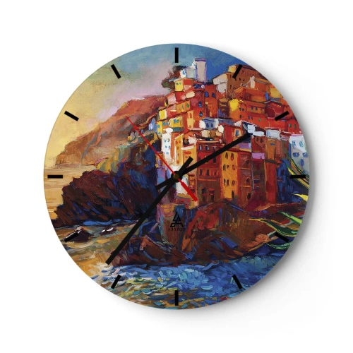 Wanduhr - Glasuhr - Italienische Atmosphäre - 40x40 cm
