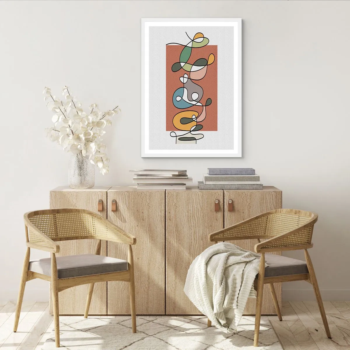 Poster in einem weißen Rahmen - Abstraktion: bunter Tanz - 70x100 cm