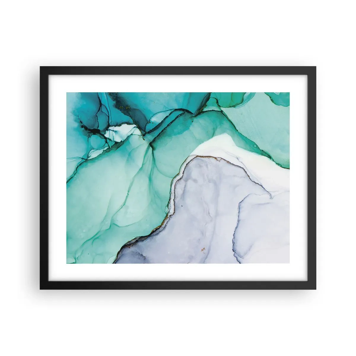 Poster in einem schwarzem Rahmen - Eine Studie in Türkis - 50x40 cm