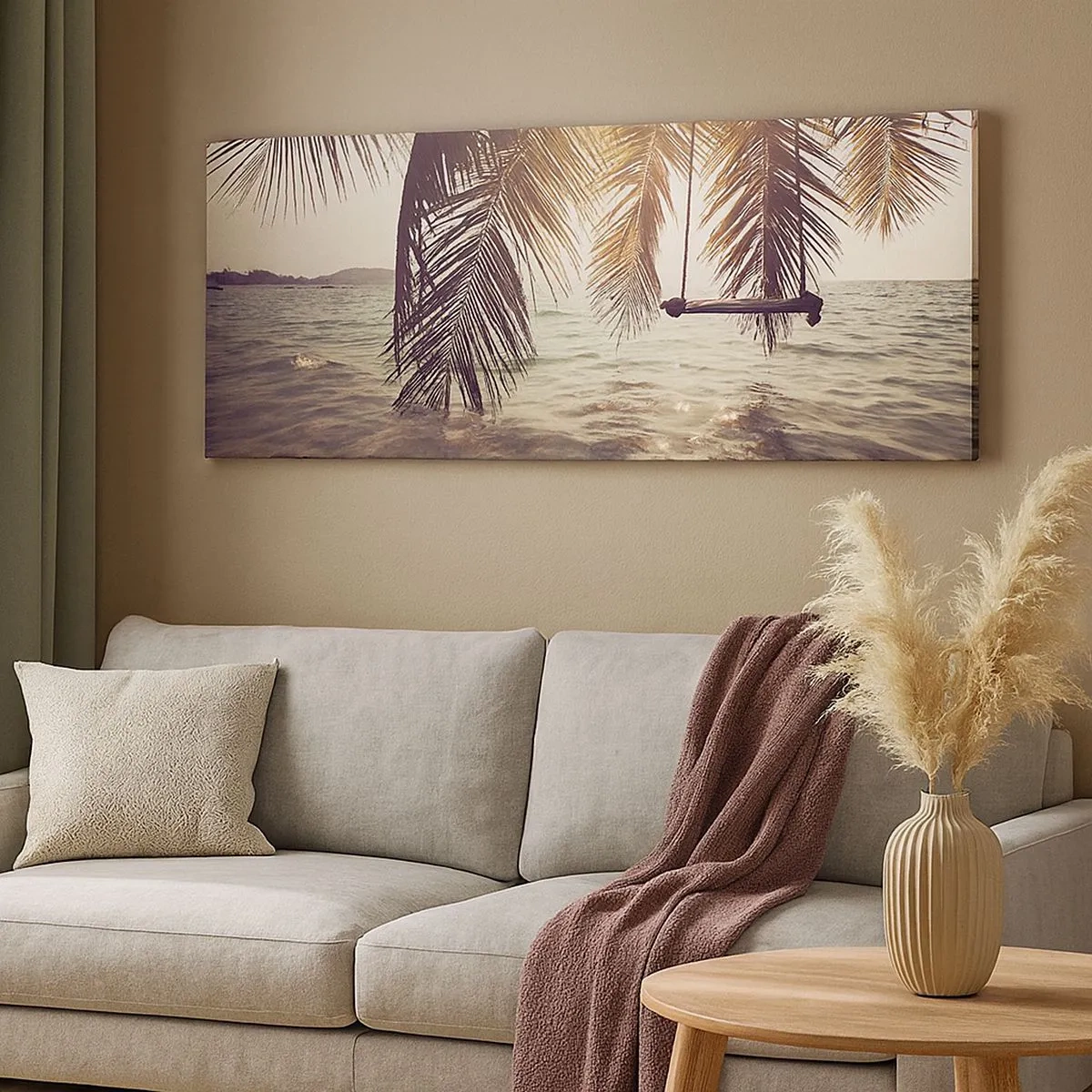 Bild auf Leinwand - Leinwandbild - Sie können nach Belieben in den Wolken schwingen - 100x40 cm