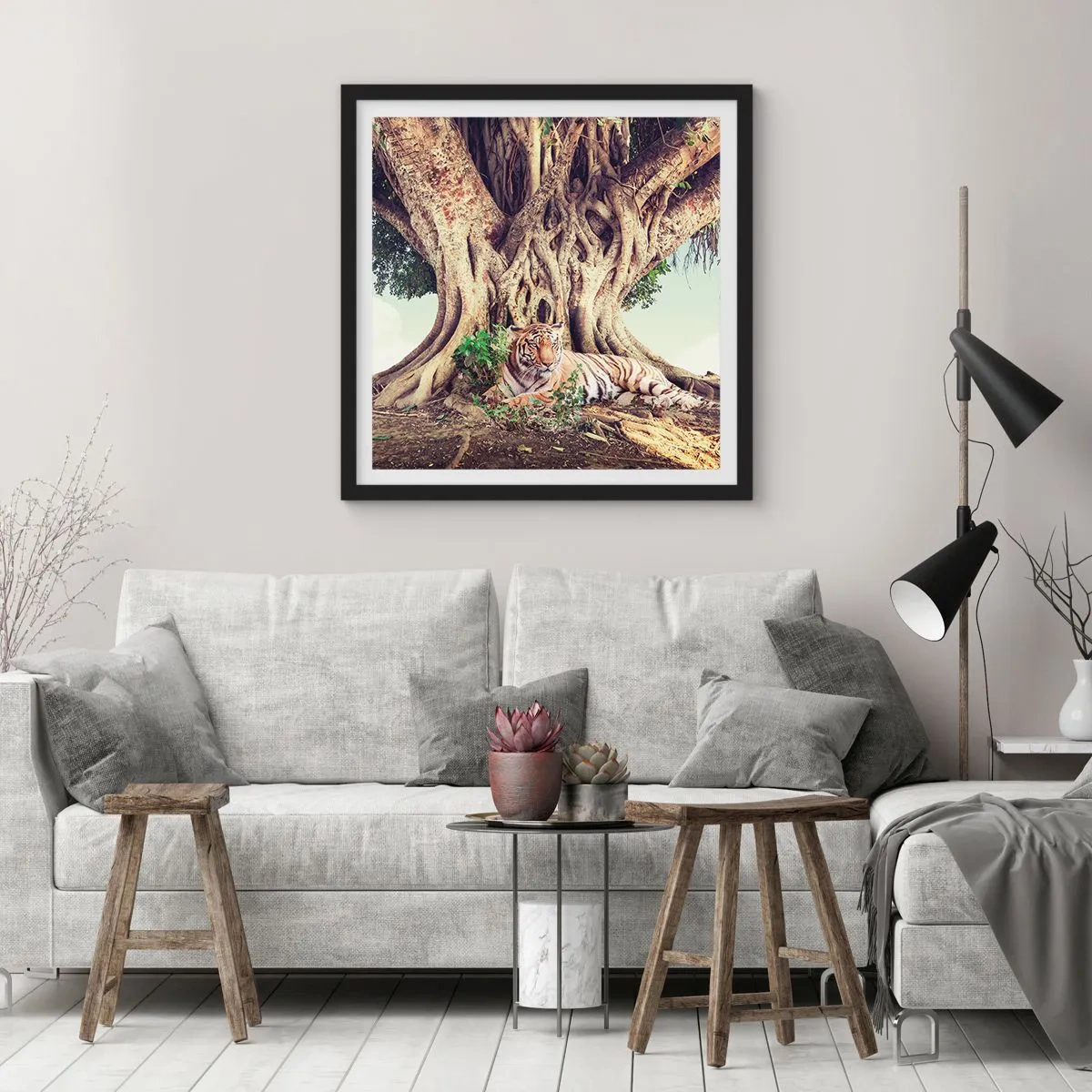 Poster in einem schwarzem Rahmen - Blick aus dem Buch Genesis - 40x40 cm