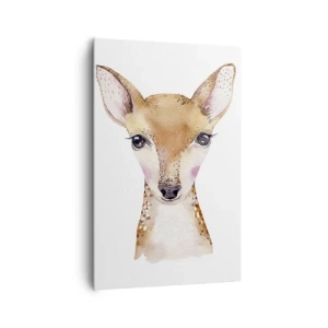 Bild auf Leinwand - Leinwandbild - Aquarellporträt eines jungen Rehs auf weißem Hintergrund - 80x120cm - Die Natur der Unschuld - Moderne Wanddekoration für Wohnzimmer und Schlafzimmer ARTTOR